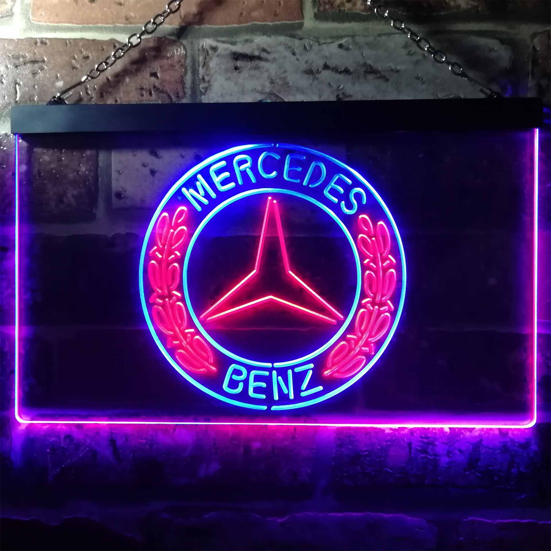 Mercedes Benz Old Logo Dual LED Neon Light Sign